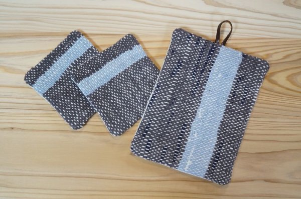 画像4: さきおりコースター グレー×水色 (2枚セット) (4)