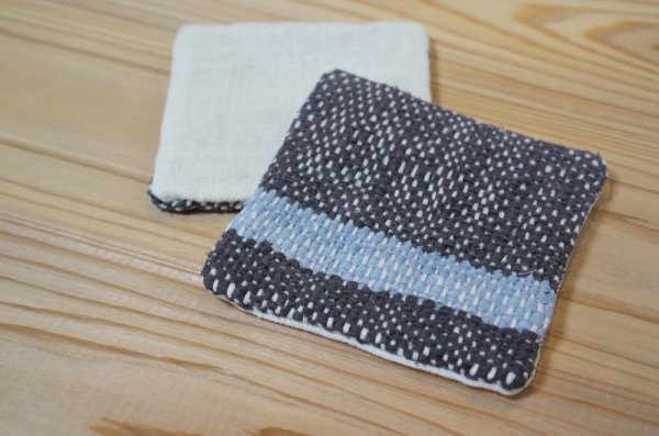 画像3: さきおりコースター グレー×水色 (2枚セット) (3)