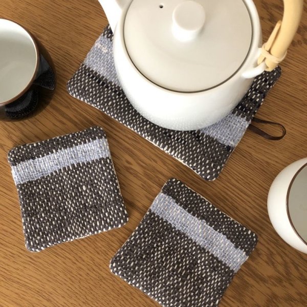 画像5: さきおりコースター グレー×水色 (2枚セット) (5)